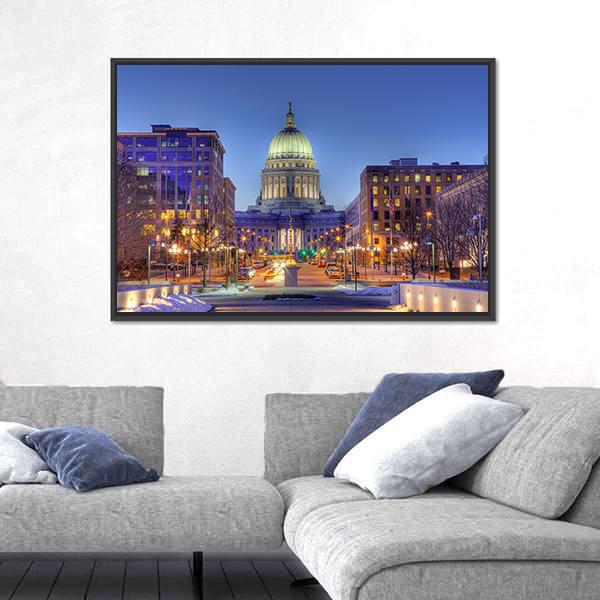 Wisconsin State Capital Building Canvas Wall Art-3 Horizontal-Gallery Wrap-25" x 16"-Tiaracle