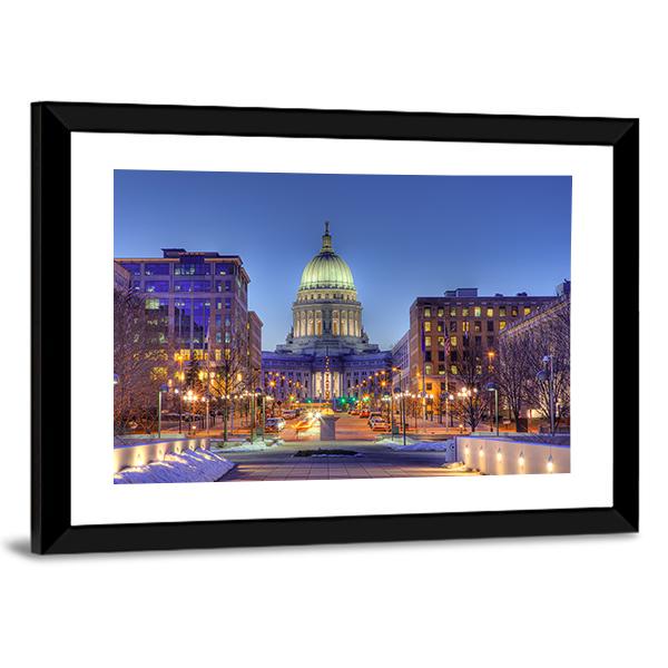 Wisconsin State Capital Building Canvas Wall Art-3 Horizontal-Gallery Wrap-25" x 16"-Tiaracle