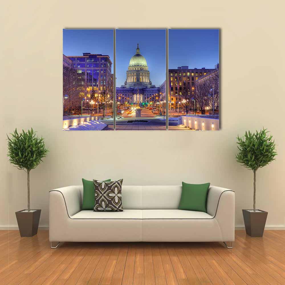 Wisconsin State Capital Building Canvas Wall Art-3 Horizontal-Gallery Wrap-25" x 16"-Tiaracle