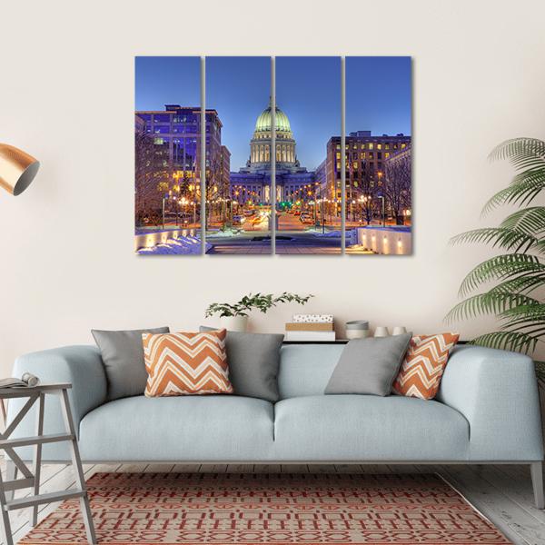 Wisconsin State Capital Building Canvas Wall Art-4 Horizontal-Gallery Wrap-34" x 24"-Tiaracle