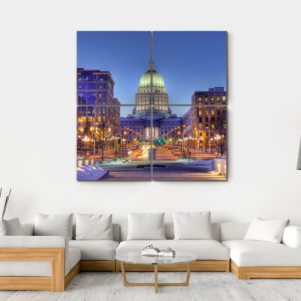 Wisconsin State Capital Building Canvas Wall Art-4 Square-Gallery Wrap-17" x 17"-Tiaracle