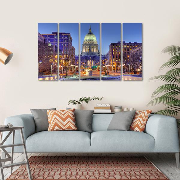 Wisconsin State Capital Building Canvas Wall Art-5 Horizontal-Gallery Wrap-22" x 12"-Tiaracle