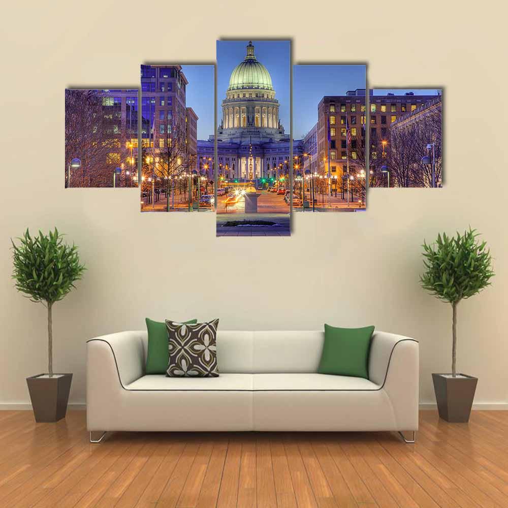 Wisconsin State Capital Building Canvas Wall Art-5 Pop-Gallery Wrap-32" x 21"-Tiaracle