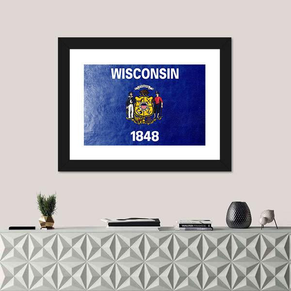 Wisconsin State Flag Canvas Wall Art-1 Piece-Framed Print-20" x 16"-Tiaracle