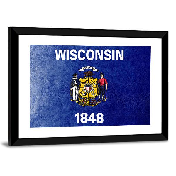 Wisconsin State Flag Canvas Wall Art-5 Horizontal-Gallery Wrap-22" x 12"-Tiaracle