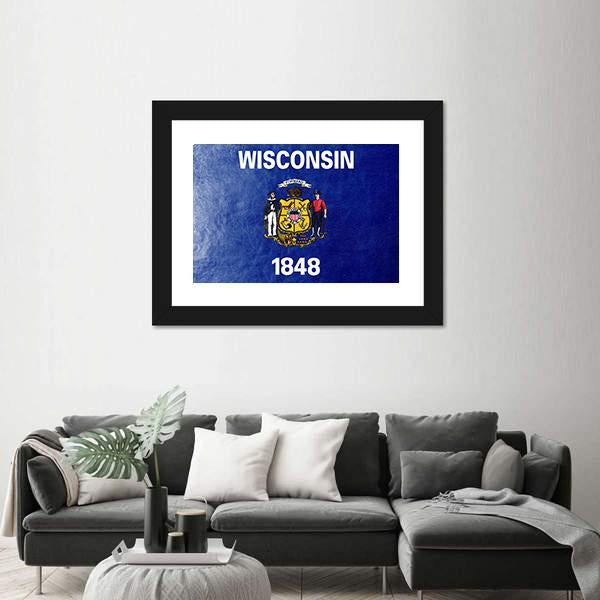 Wisconsin State Flag Canvas Wall Art-3 Horizontal-Gallery Wrap-25" x 16"-Tiaracle