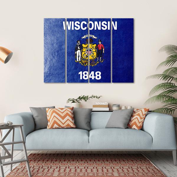 Wisconsin State Flag Canvas Wall Art-4 Horizontal-Gallery Wrap-34" x 24"-Tiaracle