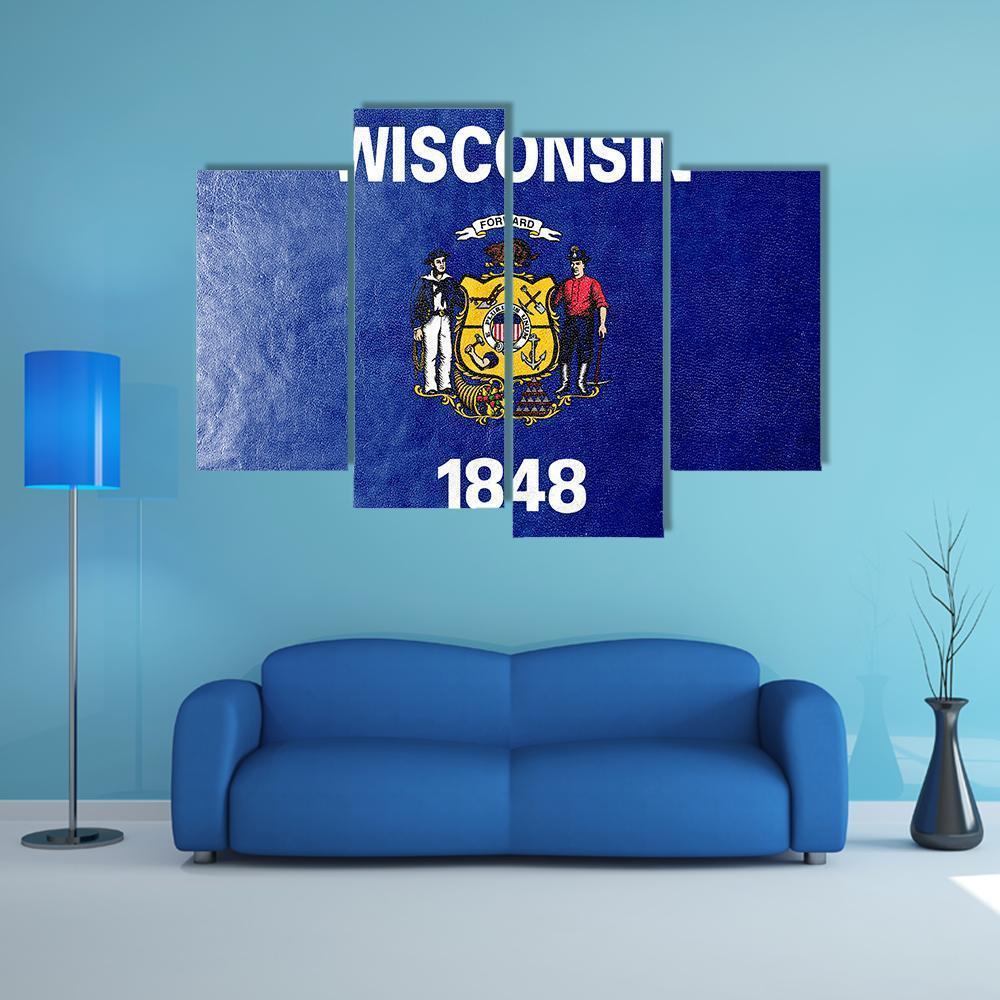 Wisconsin State Flag Canvas Wall Art-4 Pop-Gallery Wrap-50" x 32"-Tiaracle