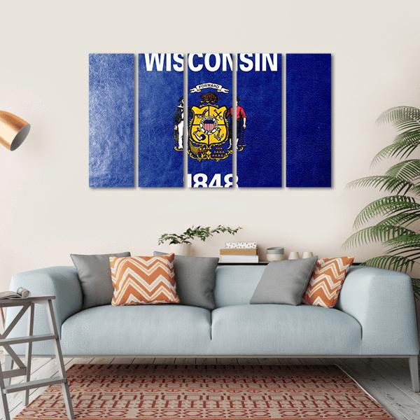 Wisconsin State Flag Canvas Wall Art-5 Horizontal-Gallery Wrap-22" x 12"-Tiaracle