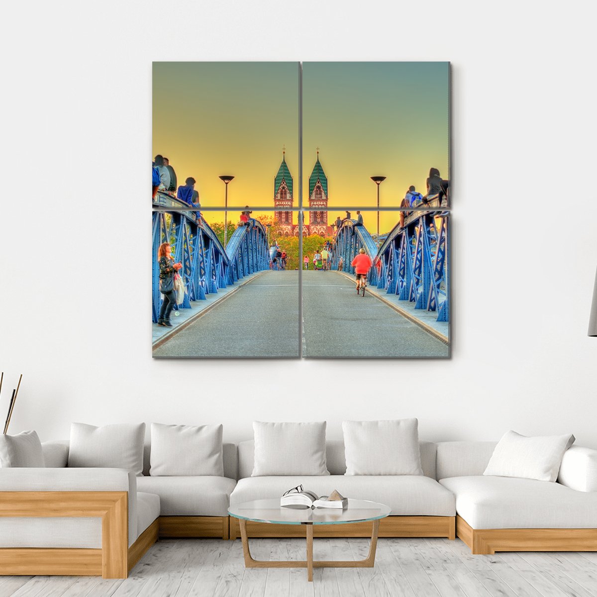 Wiwili Bridge In Freiburg Germany Canvas Wall Art-4 Square-Gallery Wrap-17" x 17"-Tiaracle