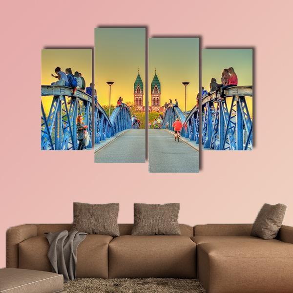 Wiwili Bridge In Freiburg Germany Canvas Wall Art-4 Pop-Gallery Wrap-50" x 32"-Tiaracle
