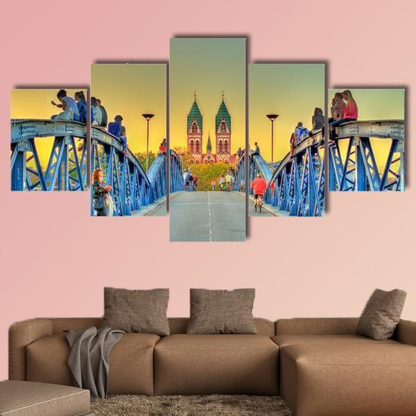 Wiwili Bridge In Freiburg Germany Canvas Wall Art-5 Star-Gallery Wrap-62" x 32"-Tiaracle