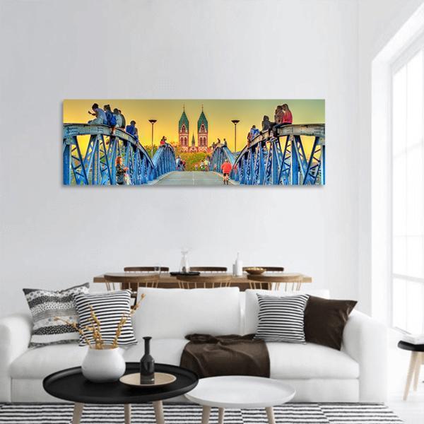 Wiwili Bridge In Freiburg Germany Panoramic Canvas Wall Art-3 Piece-25" x 08"-Tiaracle