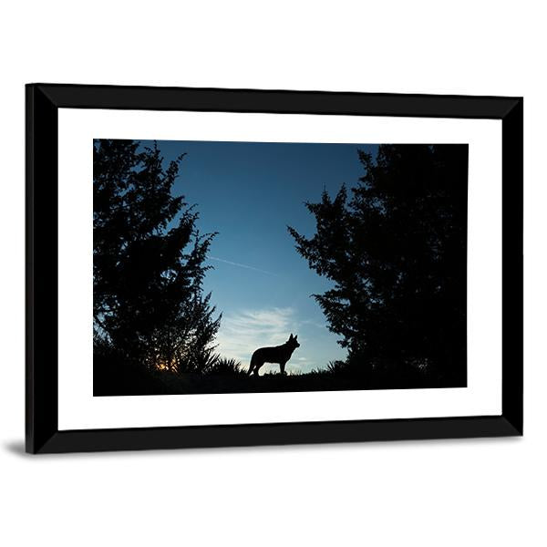 Wolf Dog At Dusk Panoramic Canvas Wall Art-1 Piece-36" x 12"-Tiaracle