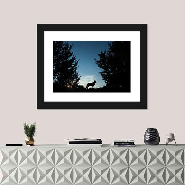 Wolf Dog At Dusk Panoramic Canvas Wall Art-1 Piece-36" x 12"-Tiaracle