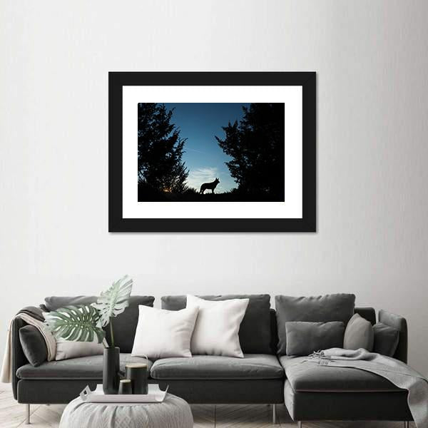 Wolf Dog At Dusk Panoramic Canvas Wall Art-1 Piece-36" x 12"-Tiaracle