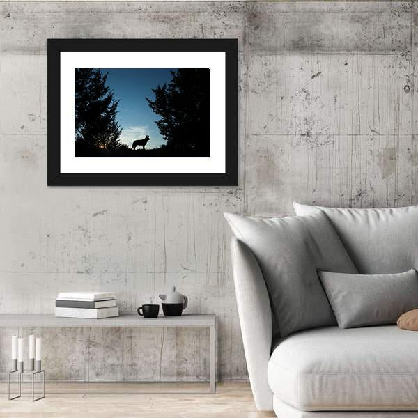 Wolf Dog At Dusk Panoramic Canvas Wall Art-1 Piece-36" x 12"-Tiaracle