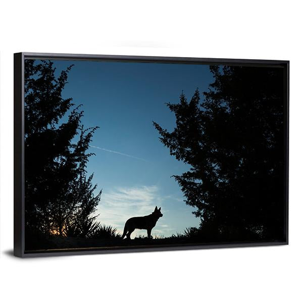 Wolf Dog At Dusk Panoramic Canvas Wall Art-1 Piece-36" x 12"-Tiaracle