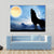 Wolf Silhouette Infront Of Moon Canvas Wall Art-4 Horizontal-Gallery Wrap-34" x 24"-Tiaracle