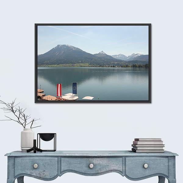 Wolfgangsee Lake Canvas Wall Art-1 Piece-Floating Frame-24" x 16"-Tiaracle