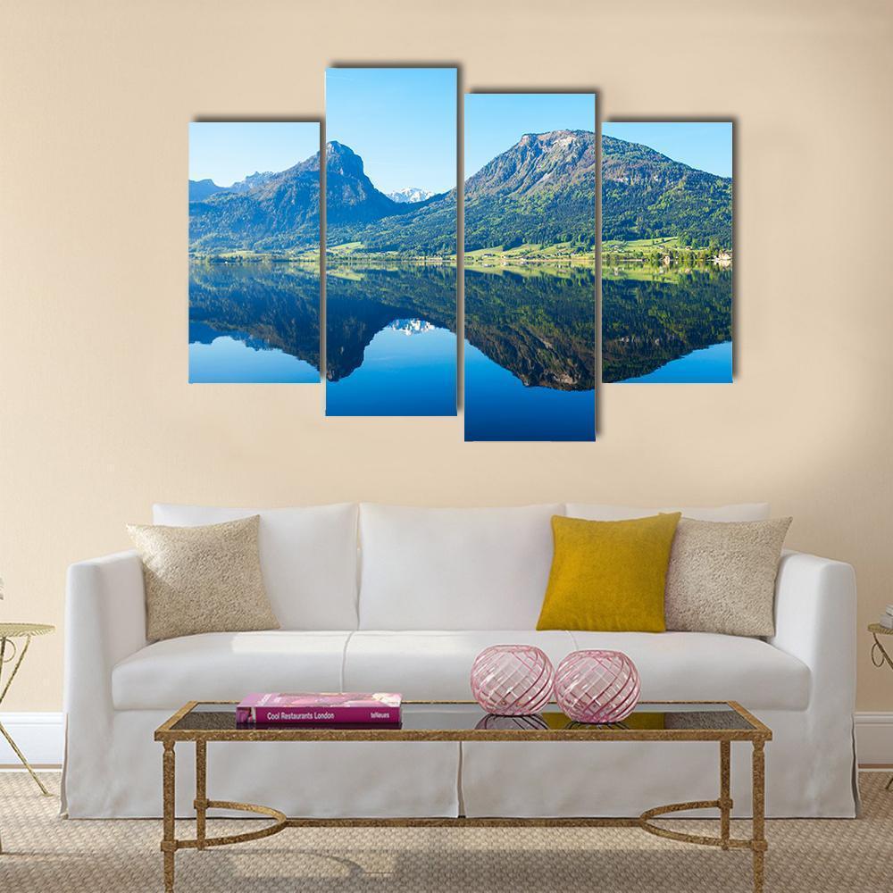 Wolfgangsee Lake in Austria Canvas Wall Art-4 Pop-Gallery Wrap-50" x 32"-Tiaracle