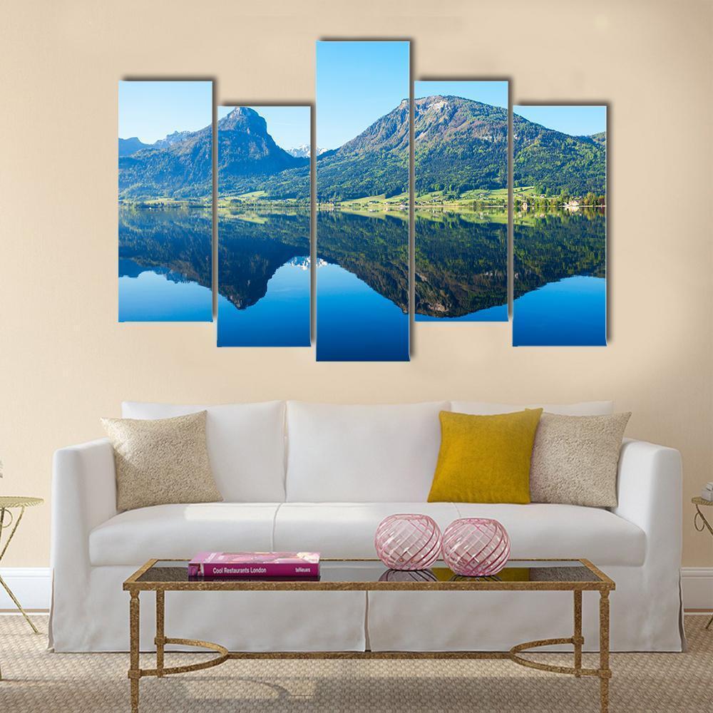 Wolfgangsee Lake in Austria Canvas Wall Art-5 Pop-Gallery Wrap-47" x 32"-Tiaracle