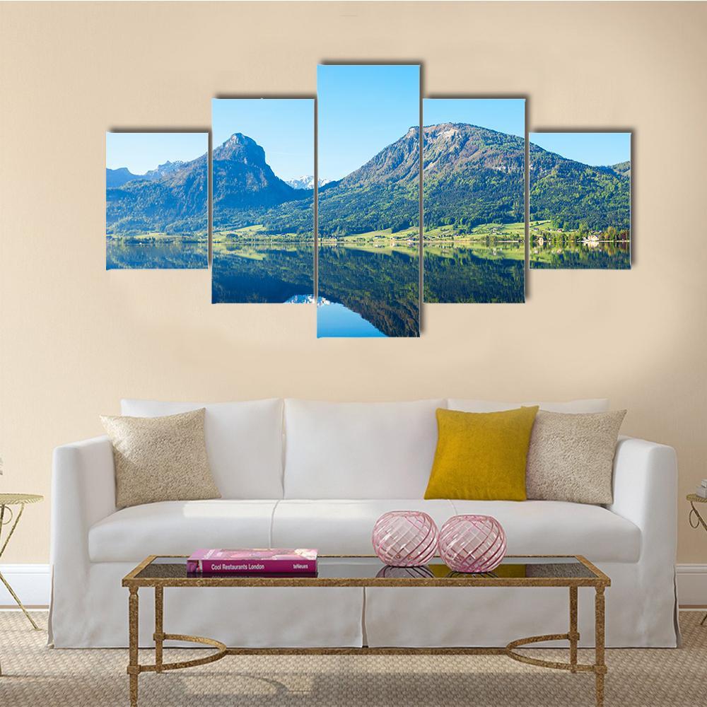 Wolfgangsee Lake in Austria Canvas Wall Art-5 Star-Gallery Wrap-62" x 32"-Tiaracle