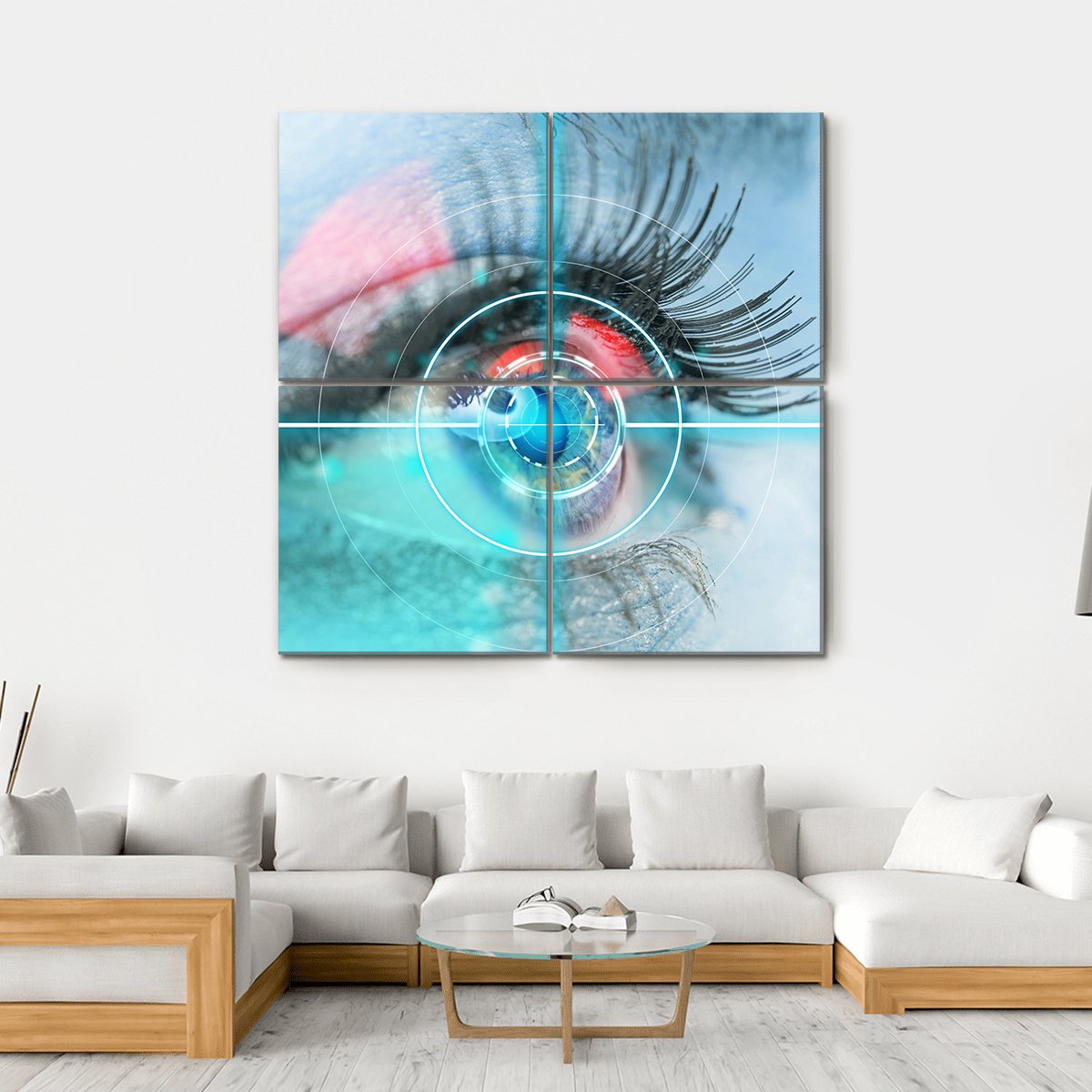 Woman Eye Scan Interface Canvas Wall Art-4 Square-Gallery Wrap-17" x 17"-Tiaracle