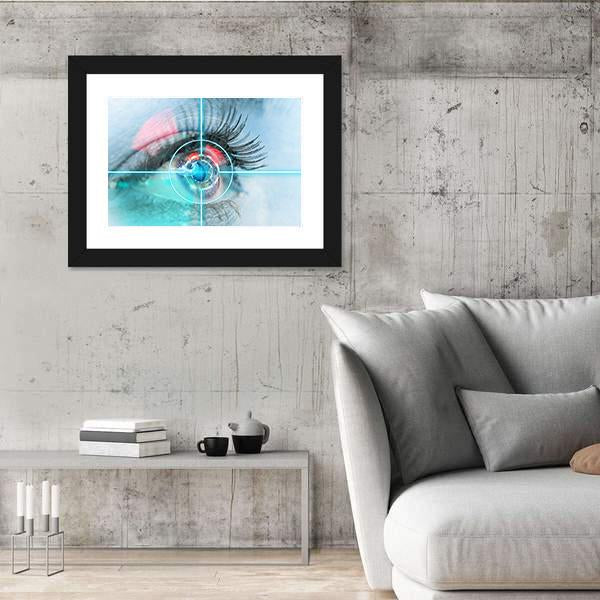Woman Eye Scan Interface Canvas Wall Art-3 Horizontal-Gallery Wrap-25" x 16"-Tiaracle