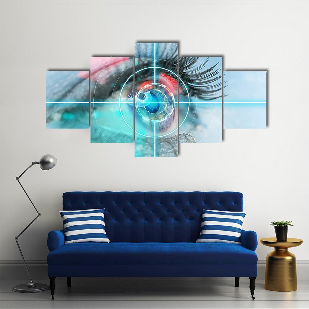 Woman Eye Scan Interface Canvas Wall Art-5 Star-Gallery Wrap-62" x 32"-Tiaracle