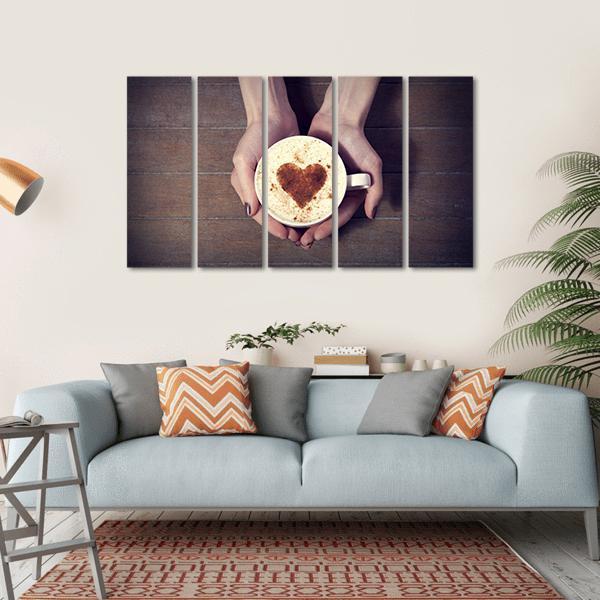 Women Holding Coffee Cup Canvas Wall Art-5 Horizontal-Gallery Wrap-22" x 12"-Tiaracle