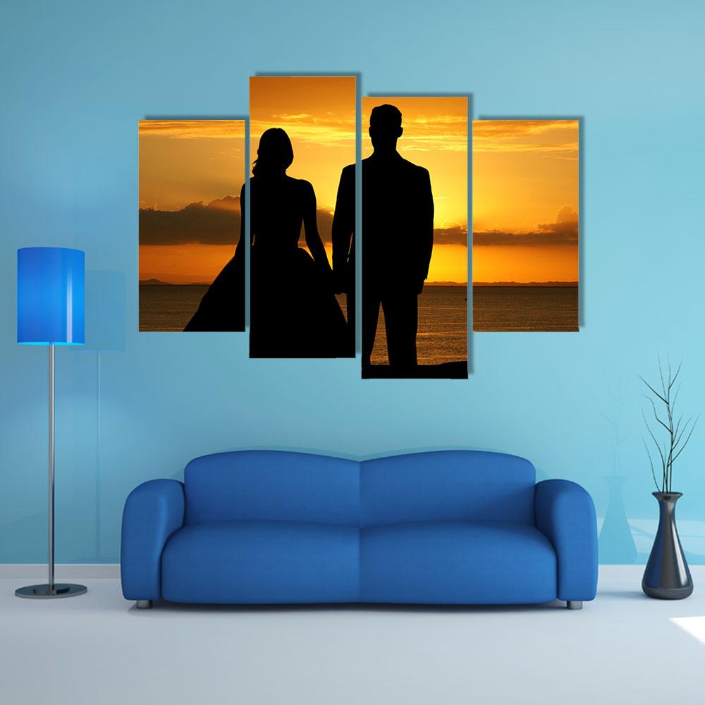 Woman In A Beautiful Wedding Dress With Groom Canvas Wall Art-4 Pop-Gallery Wrap-34" x 20"-Tiaracle