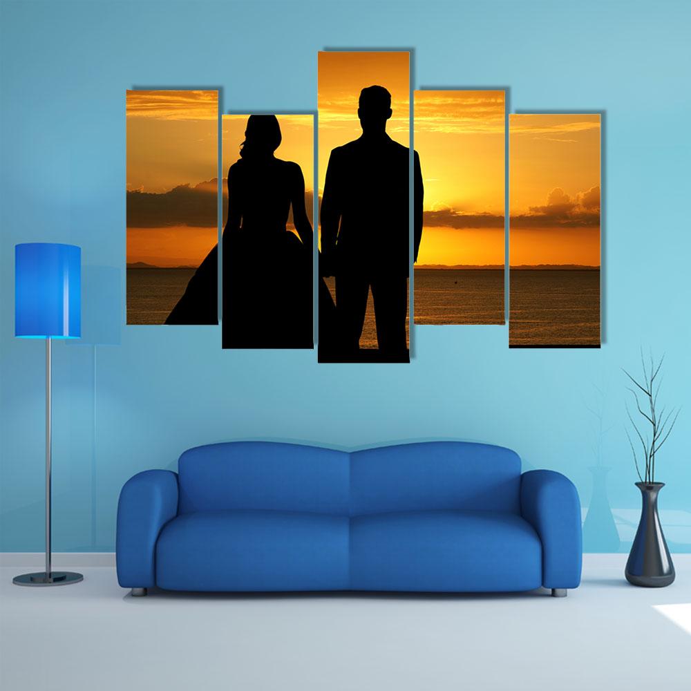 Woman In A Beautiful Wedding Dress With Groom Canvas Wall Art-5 Pop-Gallery Wrap-32" x 21"-Tiaracle