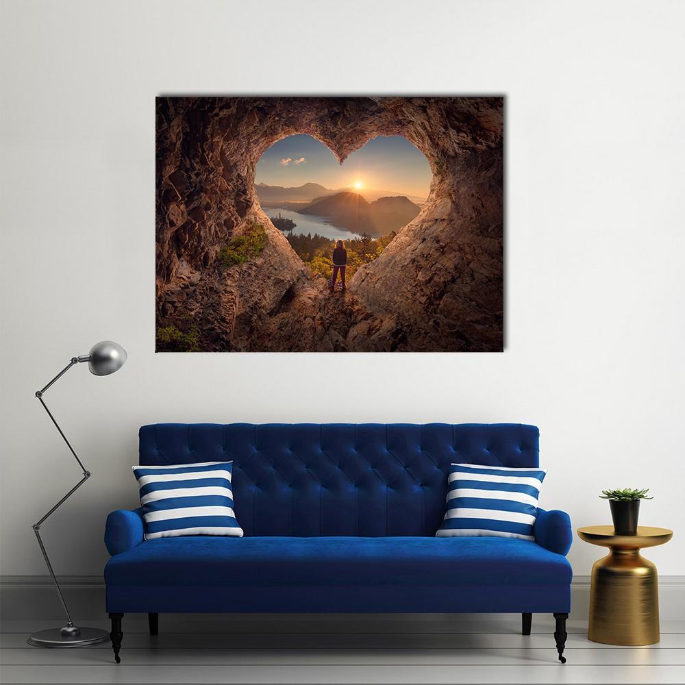 Woman In Beautiful Cave Canvas Wall Art-1 Piece-Gallery Wrap-36" x 24"-Tiaracle