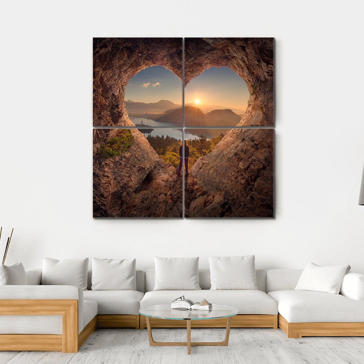 Woman In Beautiful Cave Canvas Wall Art-4 Square-Gallery Wrap-17" x 17"-Tiaracle