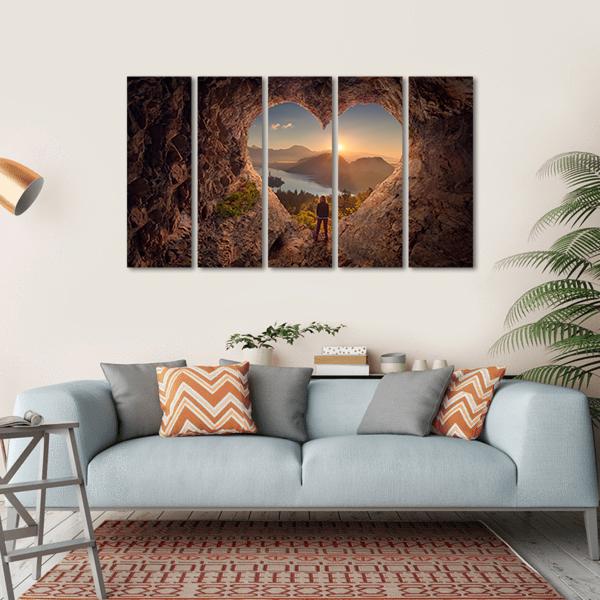 Woman In Beautiful Cave Canvas Wall Art-5 Horizontal-Gallery Wrap-22" x 12"-Tiaracle