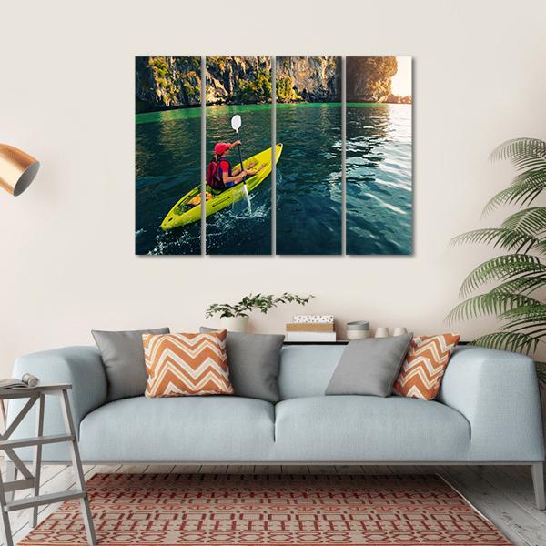 Woman With The Kayak Canvas Wall Art-4 Horizontal-Gallery Wrap-34&quot; x 24&quot;-Tiaracle