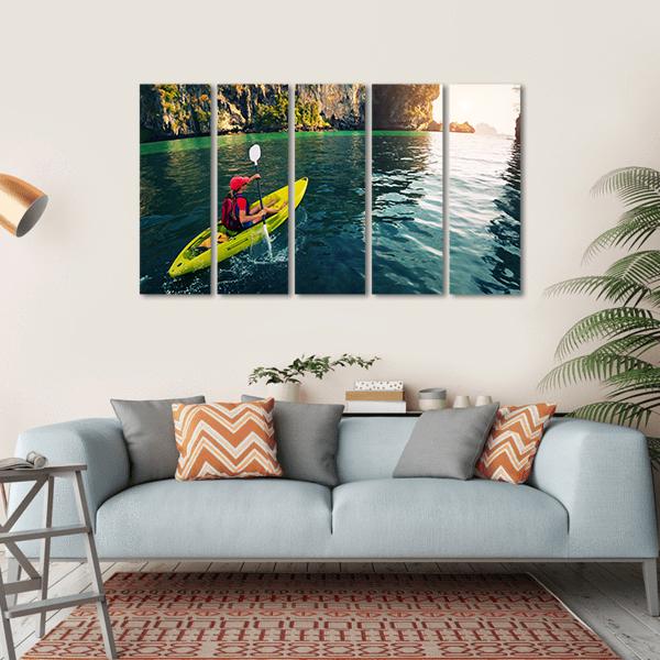 Woman With The Kayak Canvas Wall Art-5 Horizontal-Gallery Wrap-22&quot; x 12&quot;-Tiaracle
