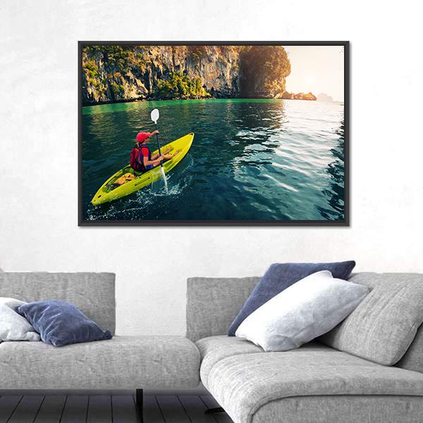 Woman With The Kayak Panoramic Canvas Wall Art-1 Piece-36" x 12"-Tiaracle