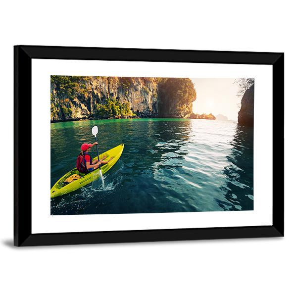 Woman With The Kayak Panoramic Canvas Wall Art-1 Piece-36" x 12"-Tiaracle