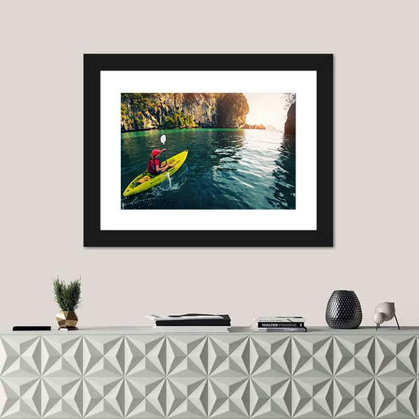 Woman With The Kayak Panoramic Canvas Wall Art-1 Piece-36" x 12"-Tiaracle