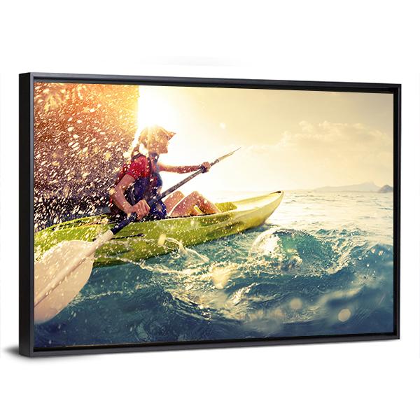 Woman With The Kayak Panoramic Canvas Wall Art-1 Piece-36" x 12"-Tiaracle