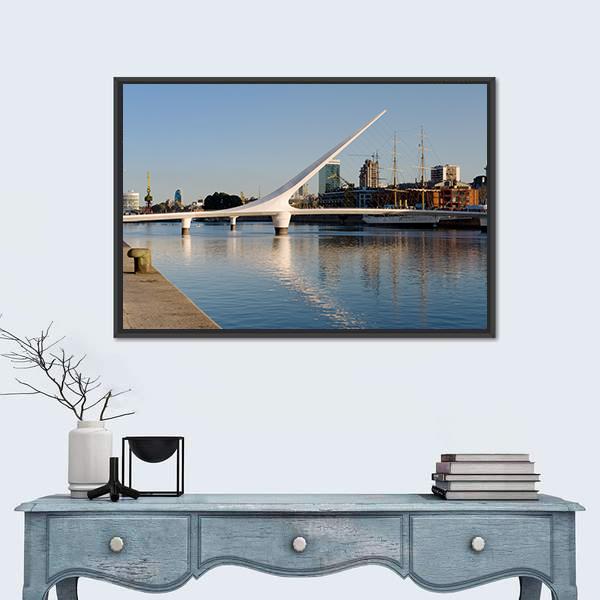 Women´s Bridge In Puerto Madero Canvas Wall Art-1 Piece-Floating Frame-24" x 16"-Tiaracle