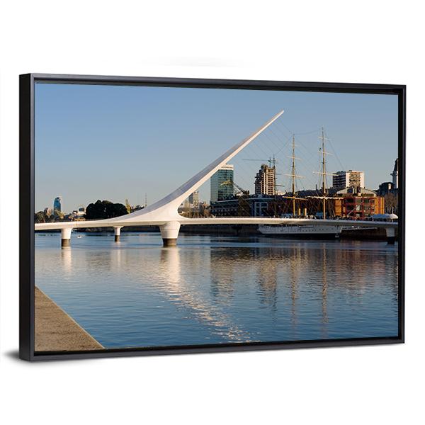 Women´s Bridge In Puerto Madero Canvas Wall Art-3 Horizontal-Gallery Wrap-25" x 16"-Tiaracle