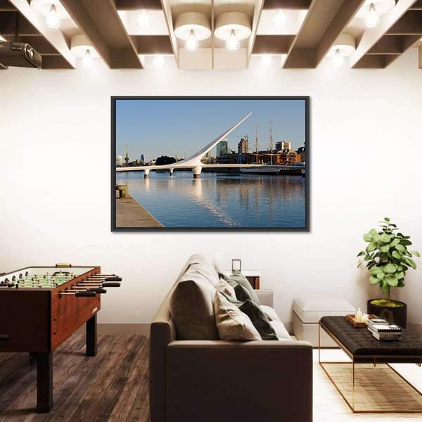 Women´s Bridge In Puerto Madero Canvas Wall Art-3 Horizontal-Gallery Wrap-25" x 16"-Tiaracle