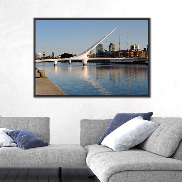 Women´s Bridge In Puerto Madero Canvas Wall Art-3 Horizontal-Gallery Wrap-25" x 16"-Tiaracle
