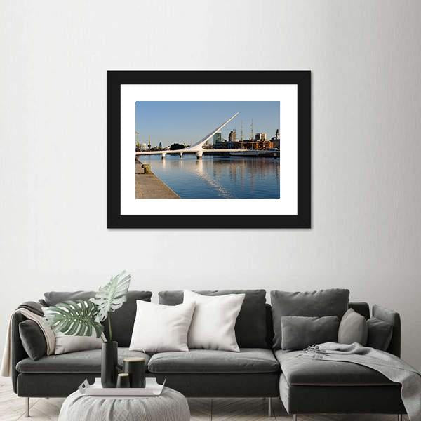 Women´s Bridge In Puerto Madero Canvas Wall Art-3 Horizontal-Gallery Wrap-25" x 16"-Tiaracle