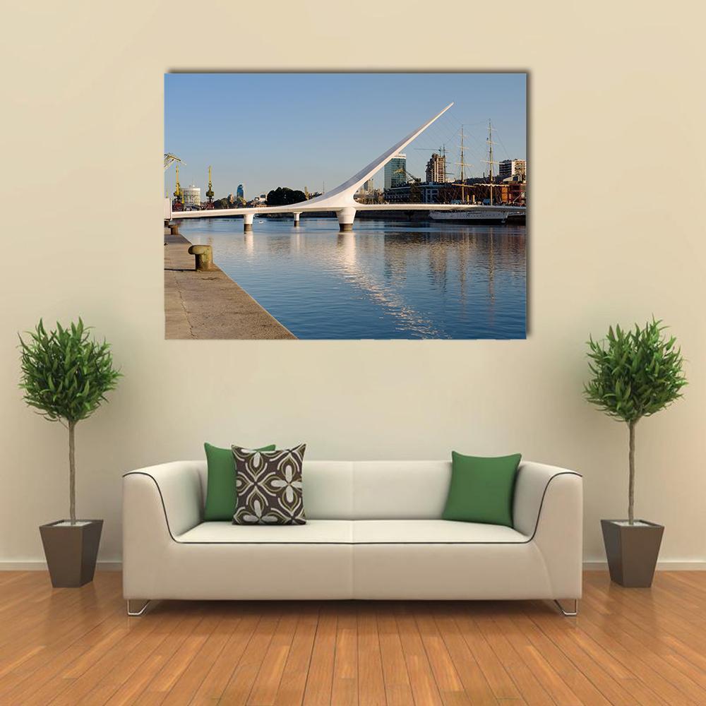 Women´s Bridge In Puerto Madero Canvas Wall Art-1 Piece-Gallery Wrap-48" x 32"-Tiaracle