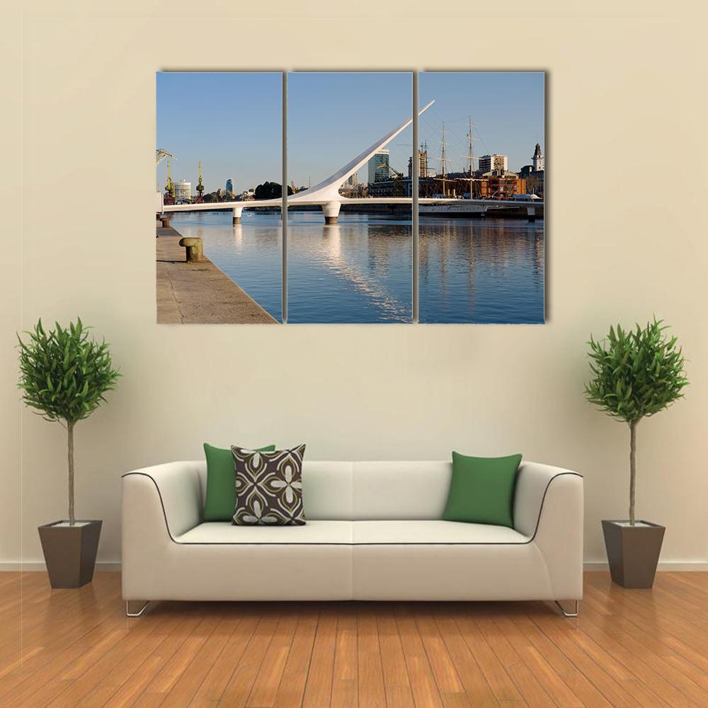 Women´s Bridge In Puerto Madero Canvas Wall Art-3 Horizontal-Gallery Wrap-37" x 24"-Tiaracle