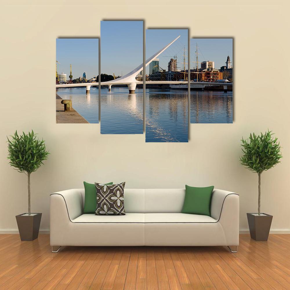 Women´s Bridge In Puerto Madero Canvas Wall Art-4 Pop-Gallery Wrap-50" x 32"-Tiaracle
